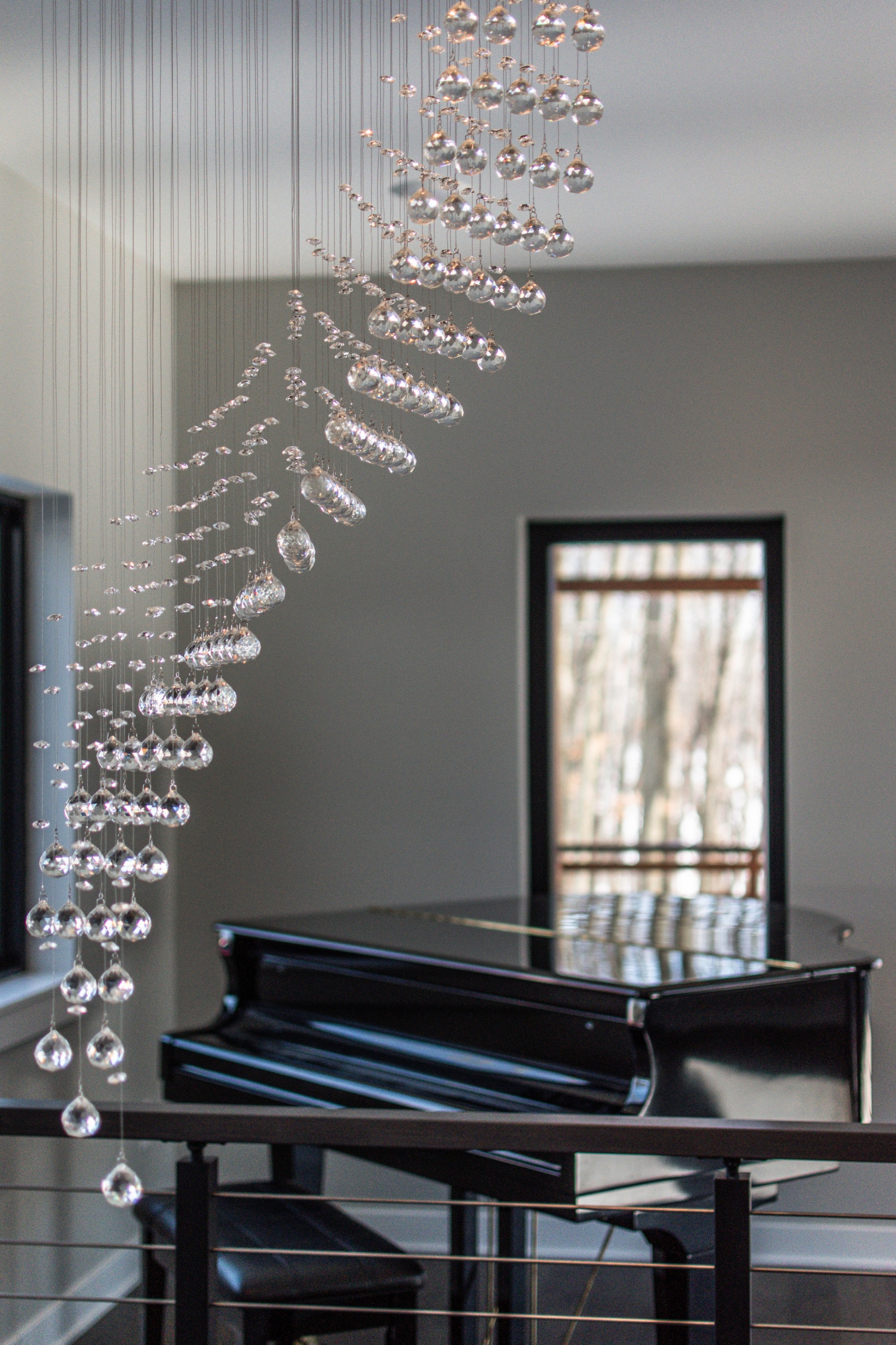 piano and modern fixtures in home